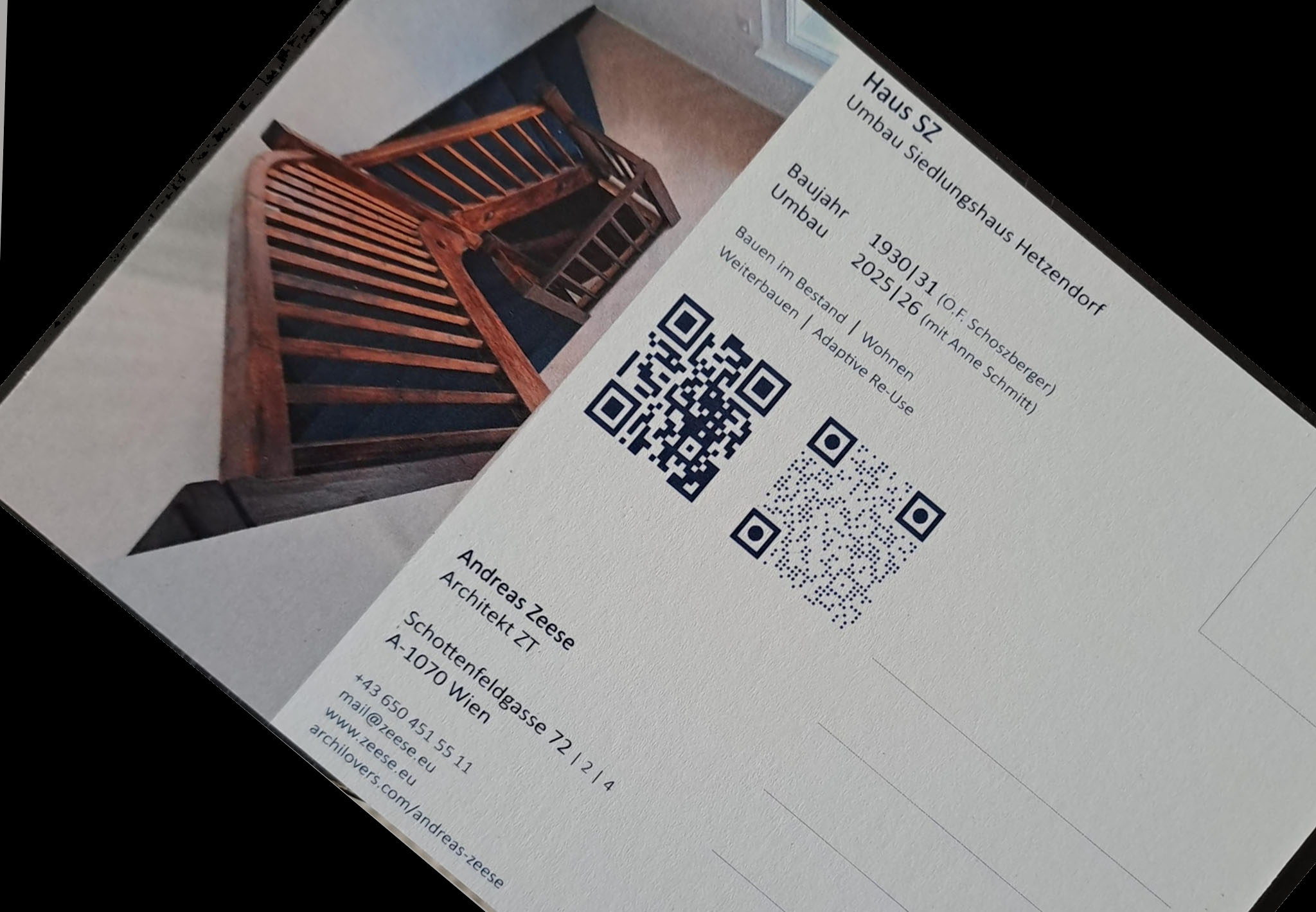 Umbau Siedlungshaus Hetzendorf, Postkarte hinten